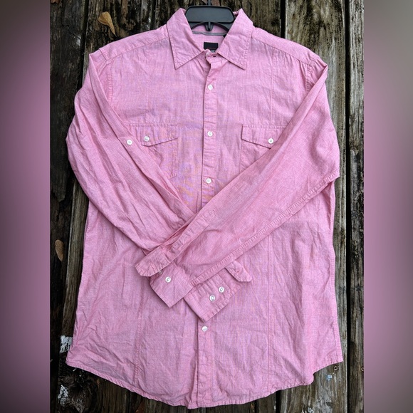J. Ferrar Modern Fit Mens Long Sleeve Button Down Large (16-16 1/2)  Pink Shirt - Picture 3 of 5